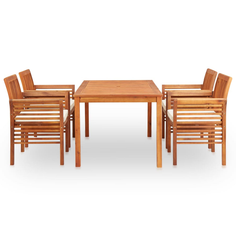 vidaXL Ensemble repas de jardin 5 pcs avec coussins Bois d'acacia massif