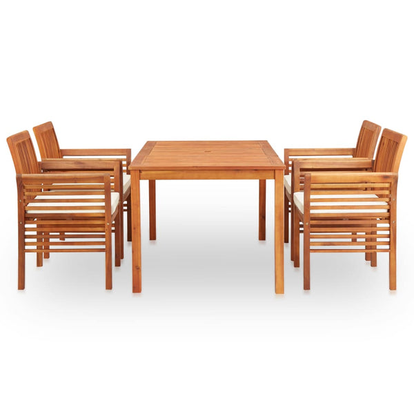 vidaXL Ensemble repas de jardin 5 pcs avec coussins Bois d'acacia massif