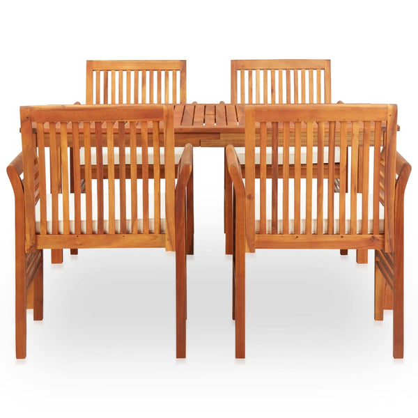 vidaXL Ensemble repas de jardin 5 pcs avec coussins Bois d'acacia massif