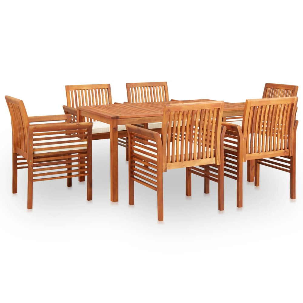 vidaXL Ensemble de salle à manger de jardin 7 pièces avec coussins, bois d'acacia massif