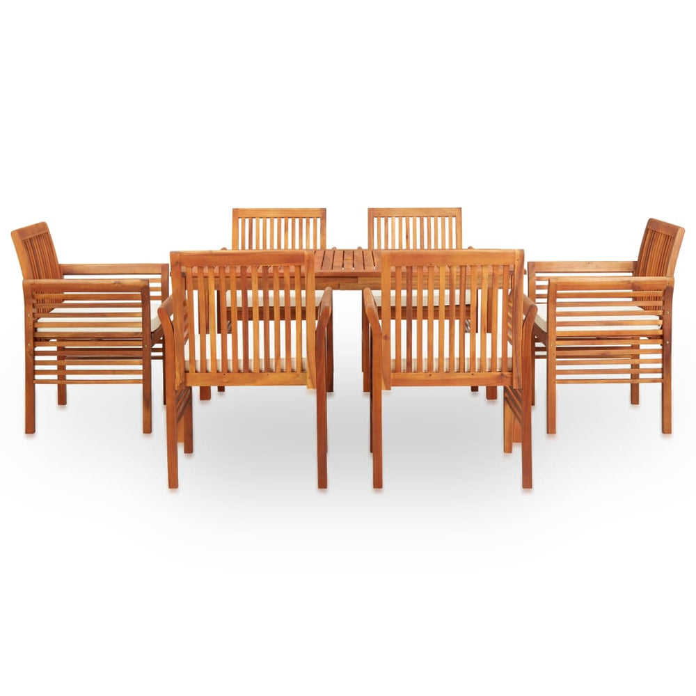vidaXL Ensemble de salle à manger de jardin 7 pièces avec coussins, bois d'acacia massif
