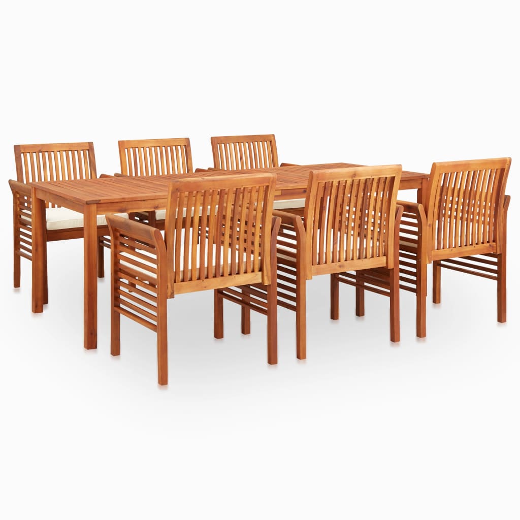vidaXL Ensemble de salle à manger de jardin 7 pièces avec coussins, bois d'acacia massif