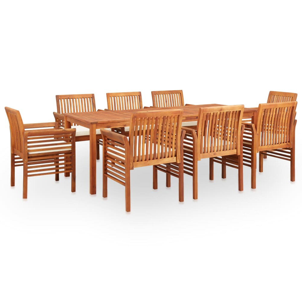 vidaXL Salon de jardin à dîner 9 pcs avec coussins Bois d'acacia massif