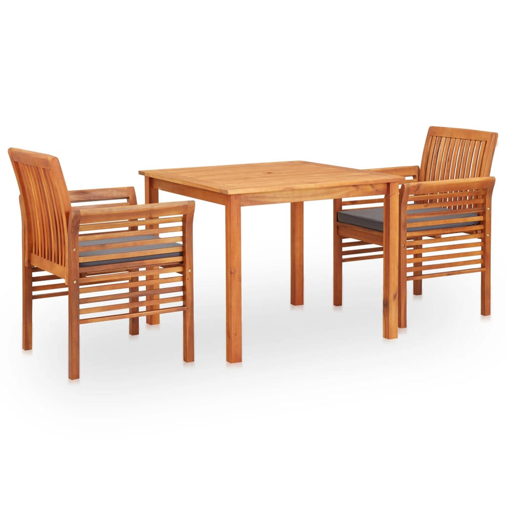 vidaXL Salon de jardin 3 pcs avec coussins Bois d'acacia massif