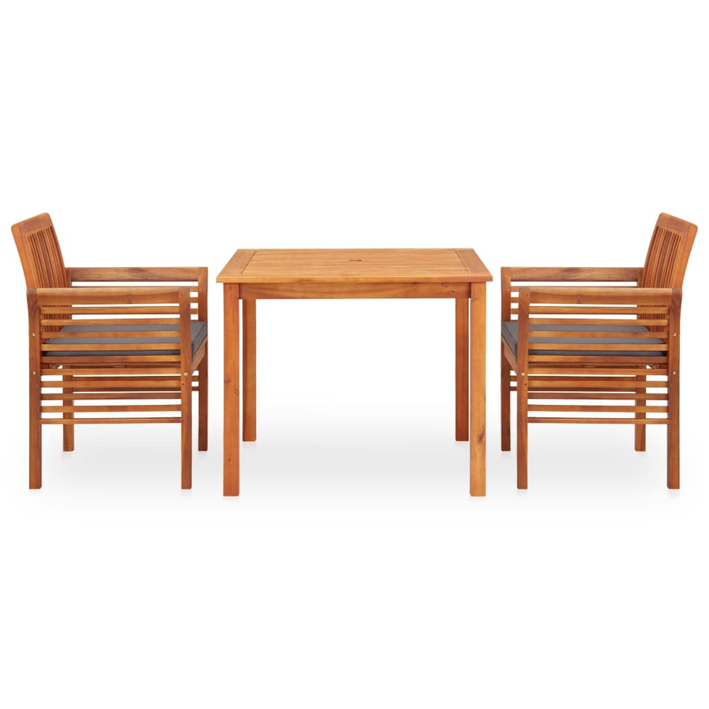vidaXL Salon de jardin 3 pcs avec coussins Bois d'acacia massif