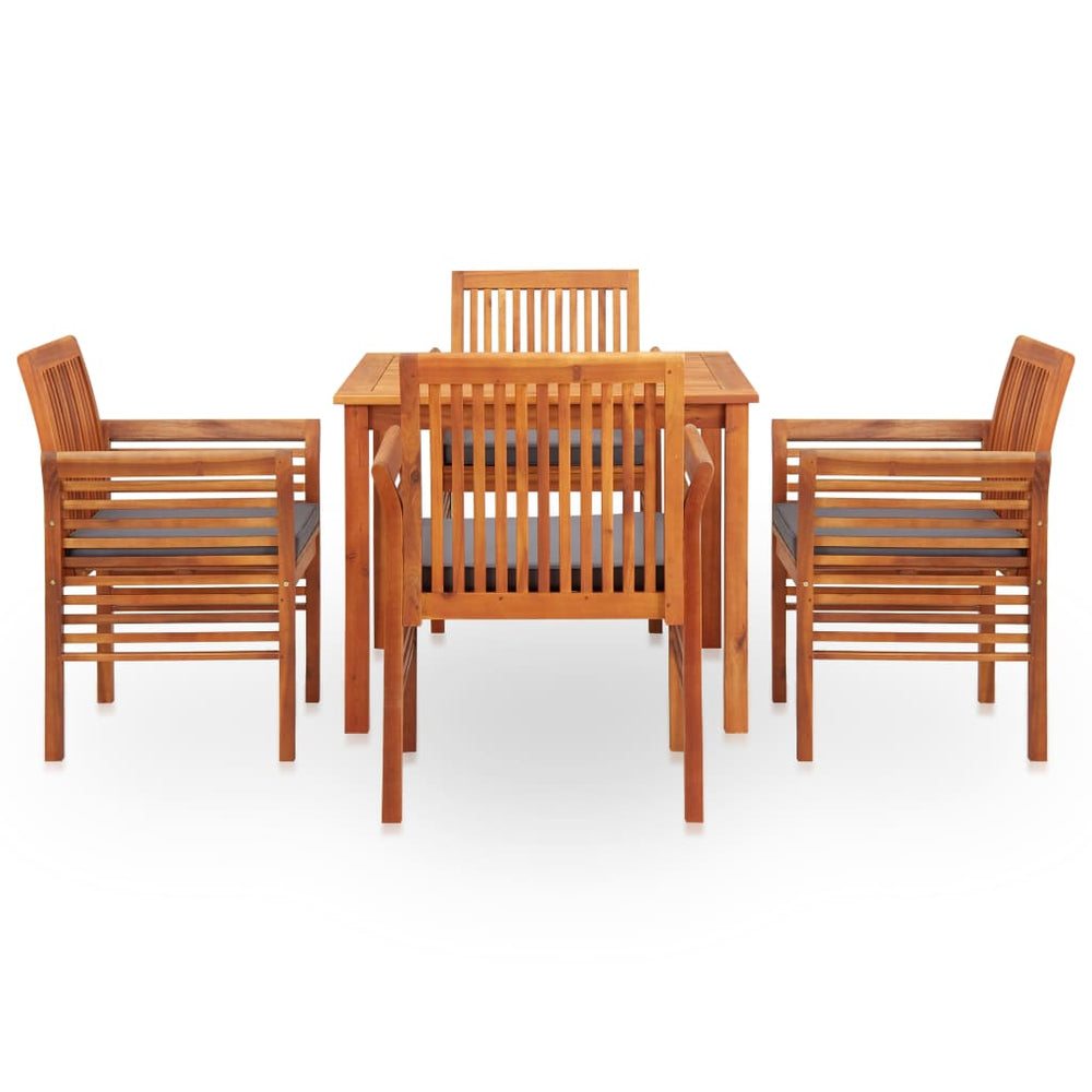 vidaXL Ensemble repas de jardin 5 pcs avec coussins Bois d'acacia massif