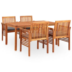 vidaXL Ensemble repas de jardin 5 pcs avec coussins Bois d'acacia massif