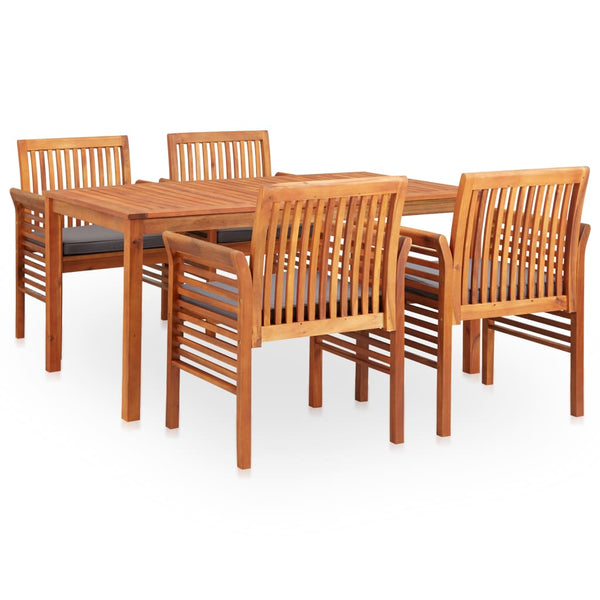 vidaXL Ensemble repas de jardin 5 pcs avec coussins Bois d'acacia massif
