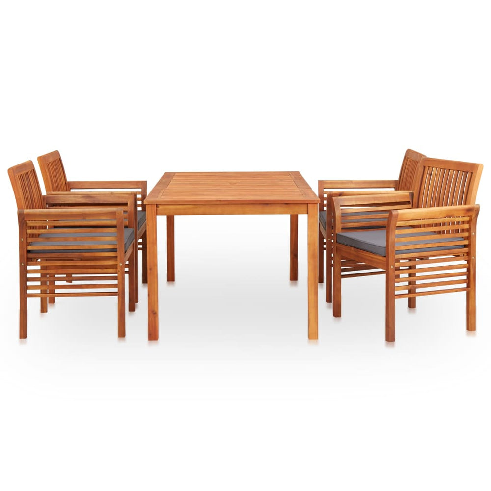 vidaXL Ensemble repas de jardin 5 pcs avec coussins Bois d'acacia massif