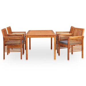 vidaXL Ensemble repas de jardin 5 pcs avec coussins Bois d'acacia massif