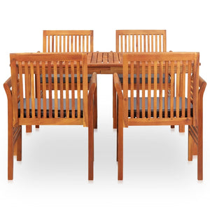 vidaXL Ensemble repas de jardin 5 pcs avec coussins Bois d'acacia massif