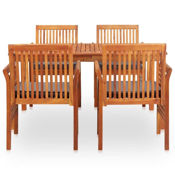 vidaXL Ensemble repas de jardin 5 pcs avec coussins Bois d'acacia massif