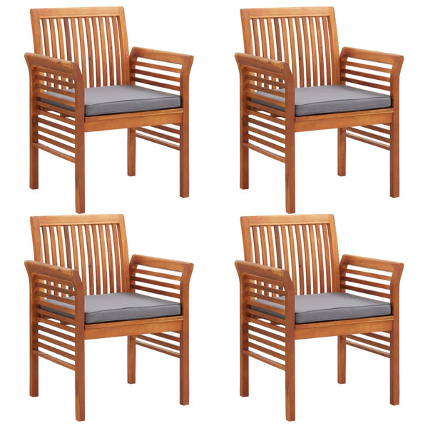 vidaXL Ensemble repas de jardin 5 pcs avec coussins Bois d'acacia massif