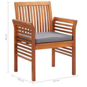 vidaXL Ensemble repas de jardin 5 pcs avec coussins Bois d'acacia massif