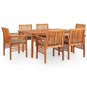 vidaXL Ensemble de salle à manger de jardin 7 pièces avec coussins, bois d'acacia massif