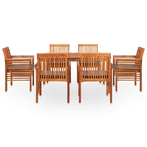 vidaXL Ensemble de salle à manger de jardin 7 pièces avec coussins, bois d'acacia massif