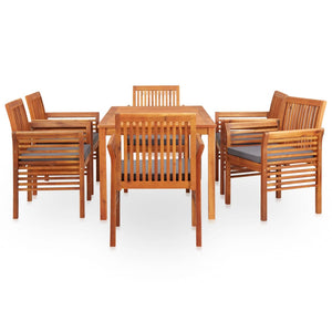 vidaXL Ensemble de salle à manger de jardin 7 pièces avec coussins, bois d'acacia massif