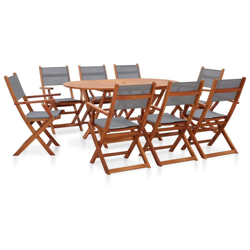vidaXL Ensemble repas de jardin 9 pcs Bois d'eucalyptus massif et textilène