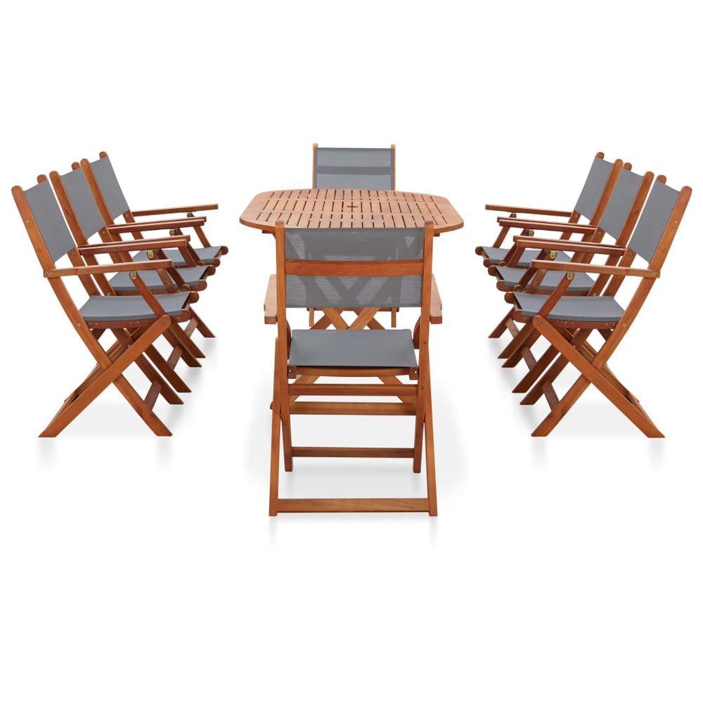 vidaXL Ensemble repas de jardin 9 pcs Bois d'eucalyptus massif et textilène