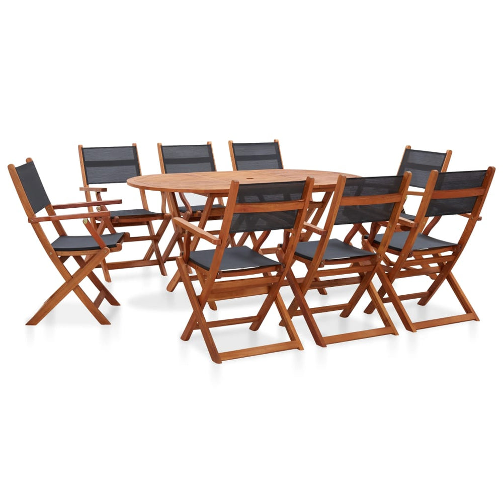 vidaXL Ensemble repas de jardin 9 pcs Bois d'eucalyptus massif et textilène