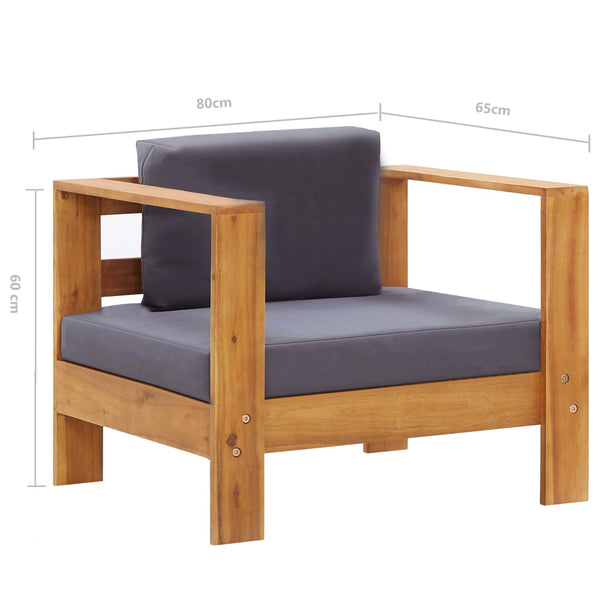 4-tlg. Garten-Lounge-Set mit Kissen Grau Massivholz Akazie