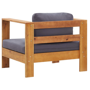 4-tlg. Garten-Lounge-Set mit Kissen Grau Massivholz Akazie