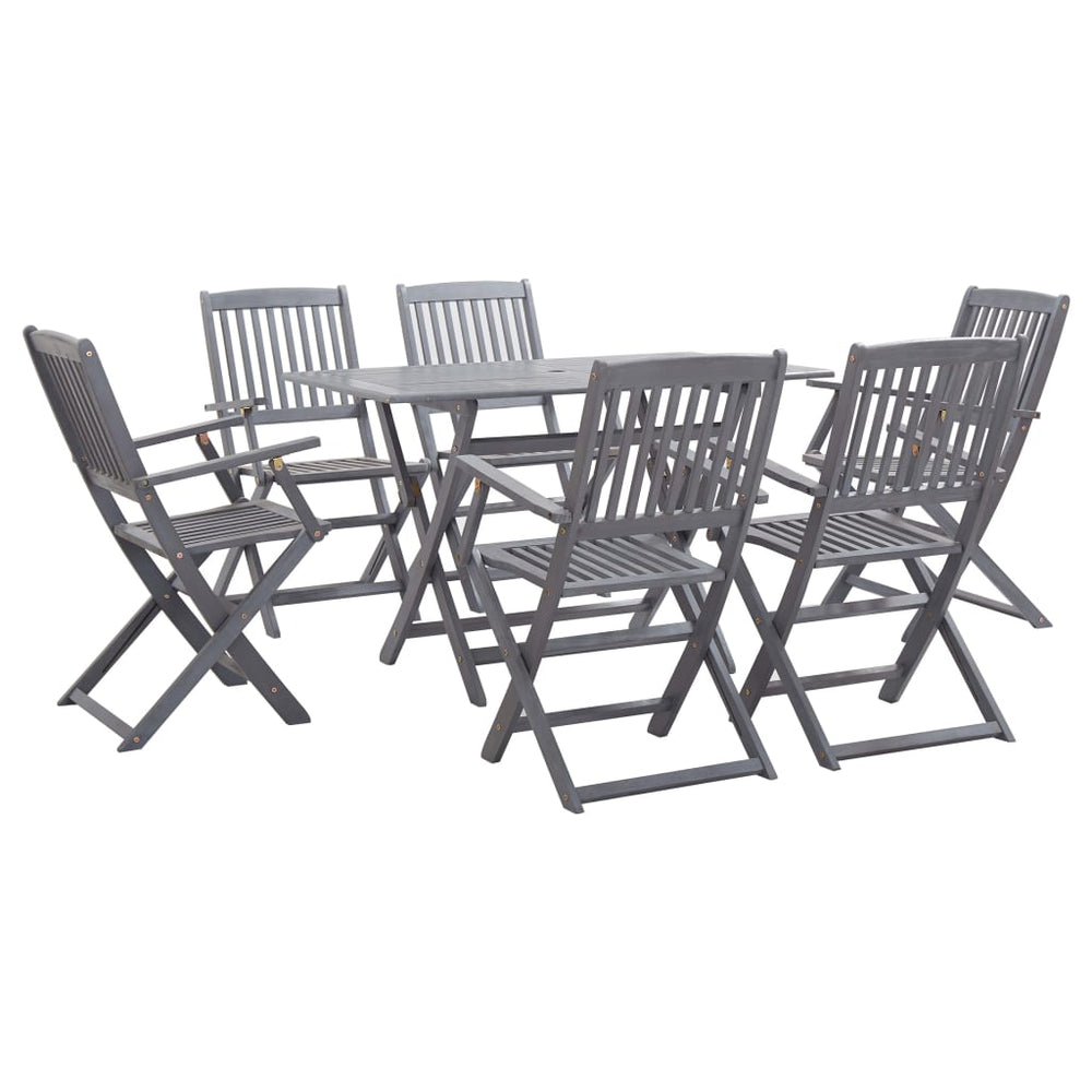 vidaXL Salon de jardin 7 pcs Bois d'acacia massif Gris