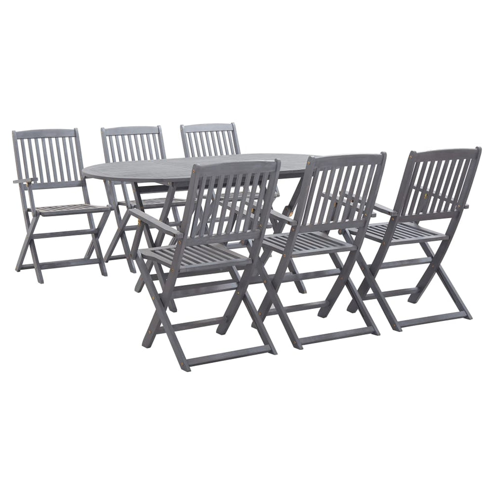vidaXL Salon de jardin 7 pcs Bois d'acacia massif Gris