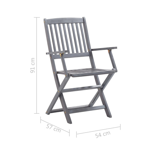 7-tlg. Garten-Essgruppe Massivholz Akazie Grau