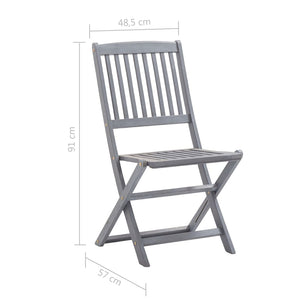 5-tlg. Garten-Essgruppe Massivholz Akazie Grau