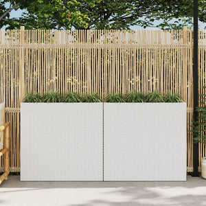 Garten-Hochbeet mit 4 Töpfen 2 Stk. Poly Rattan Weiß