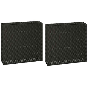 Garten-Hochbeet mit 4 Töpfen 2 Stk. Poly Rattan Schwarz