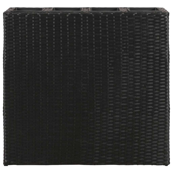 Garten-Hochbeet mit 4 Töpfen 2 Stk. Poly Rattan Schwarz