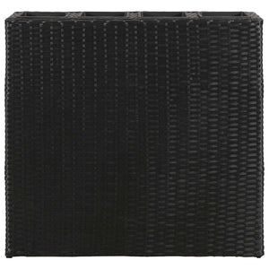 Garten-Hochbeet mit 4 Töpfen 2 Stk. Poly Rattan Schwarz