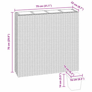 Garten-Hochbeet mit 4 Töpfen 2 Stk. Poly Rattan Schwarz