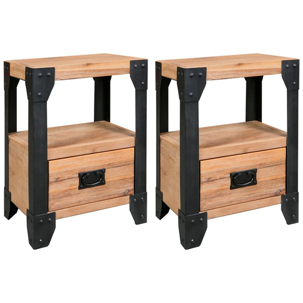 vidaXL Tables de chevet 2 pcs Bois d'acacia massif et acier 40 x 30 x 54 cm