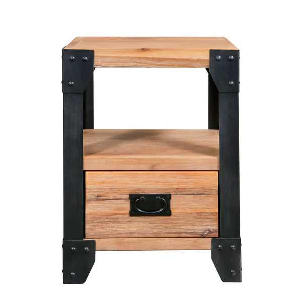 vidaXL Tables de chevet 2 pcs Bois d'acacia massif et acier 40 x 30 x 54 cm