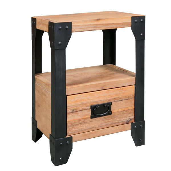 vidaXL Tables de chevet 2 pcs Bois d'acacia massif et acier 40 x 30 x 54 cm