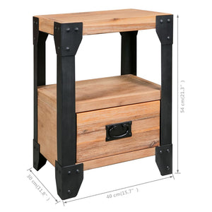 vidaXL Tables de chevet 2 pcs Bois d'acacia massif et acier 40 x 30 x 54 cm