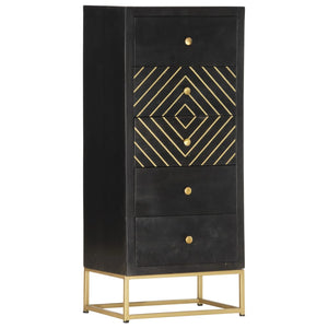 Schubladenschrank Schwarz Golden 45x30x105cm Mangoholz