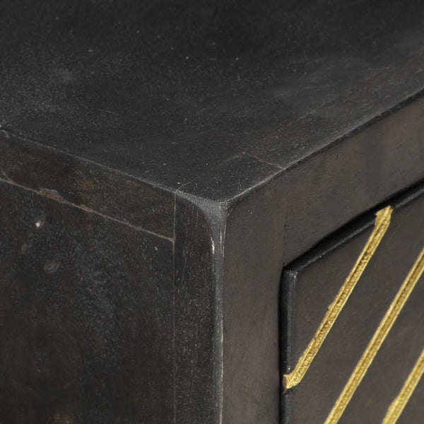 Konsolentisch Schwarz und Golden 90x30x75 cm Mango Massivholz