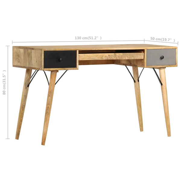 Schreibtisch mit Schubladen 130 x 50 x 80 cm Massivholz Mango