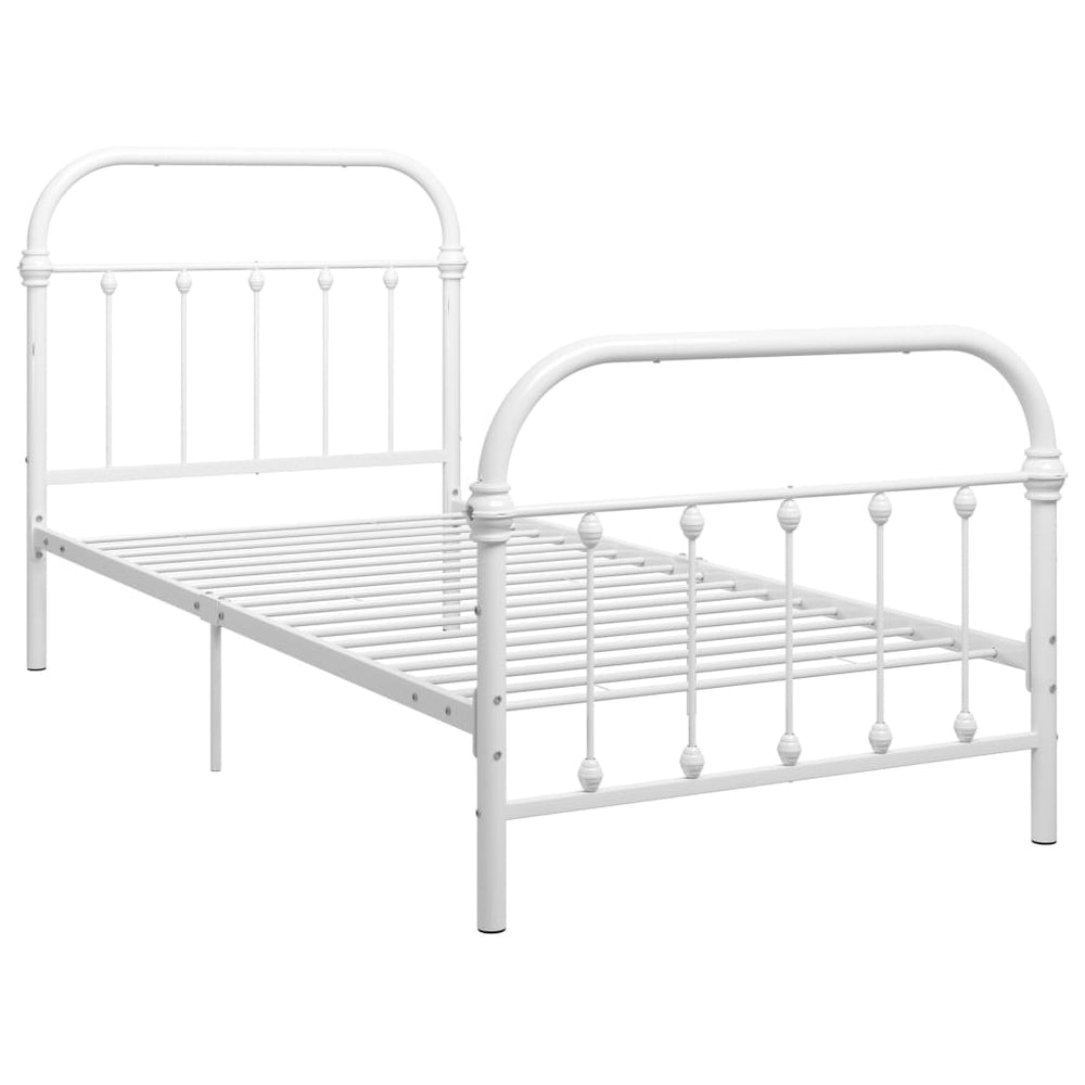 vidaXL Bed Frame White Metal 100 x 200 cm