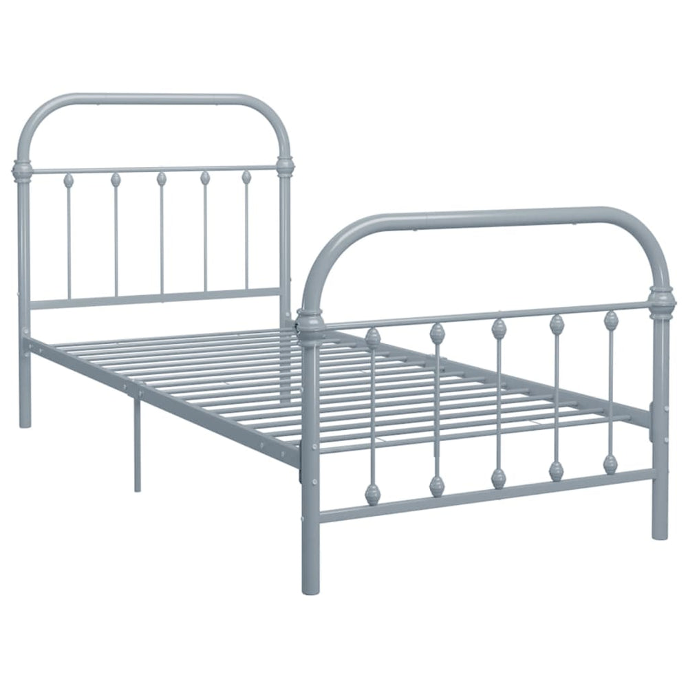 vidaXL Bed Frame Grey Metal 90x200 cm