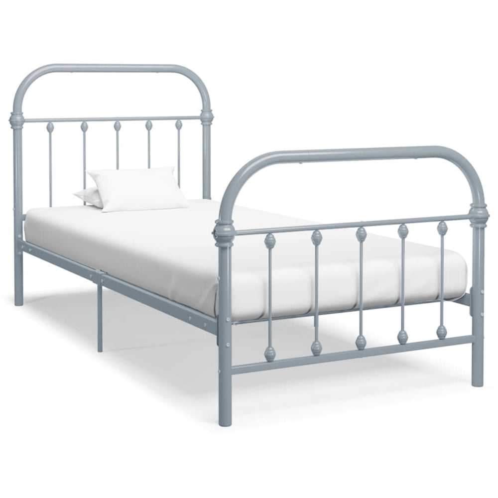 vidaXL Bed Frame Grey Metal 100 x 200 cm