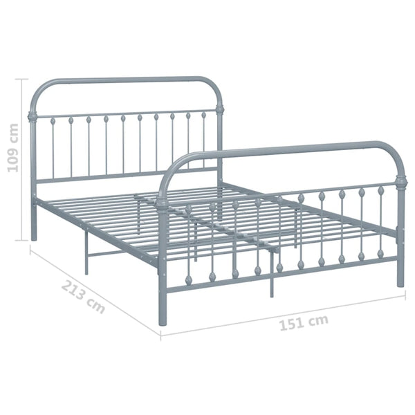 Bettgestell Grau Metall 140×200 cm