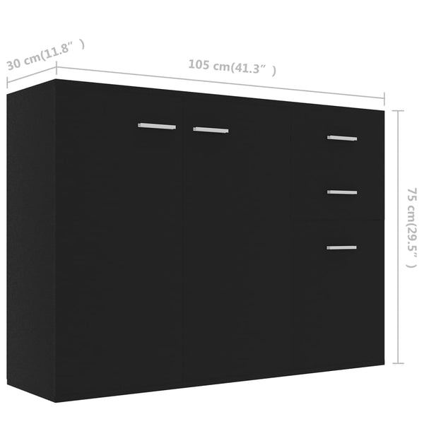 Schwarzes Sideboard 105 cm Holz