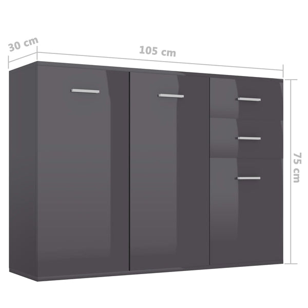 Hochglanz Grau Sideboard 105 cm