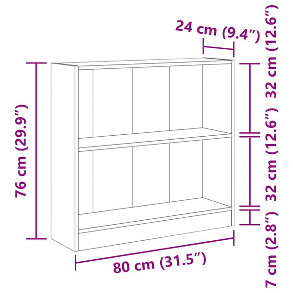 Weißes Bücherregal 80x24x75 cm