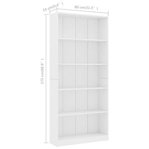 Weißes Bücherregal mit 5 Fächern